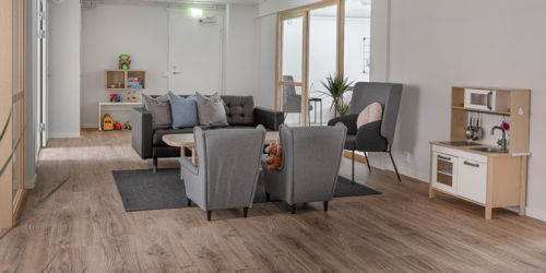 patientrum med lekhörna